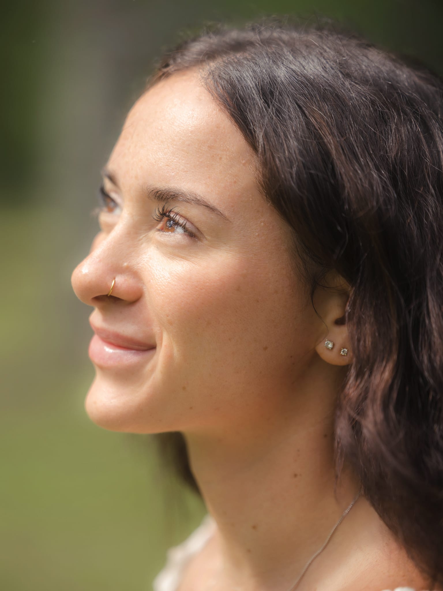 Luminous profile portrait in soft green light