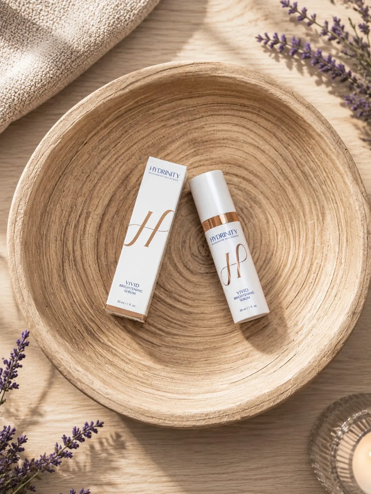 Two skincare tubes arranged on a woven tray · SKYN Med Spa
